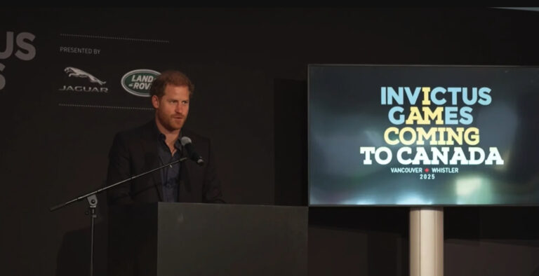 Prince Harry giving a speed about the Invictus Games coming to Canada