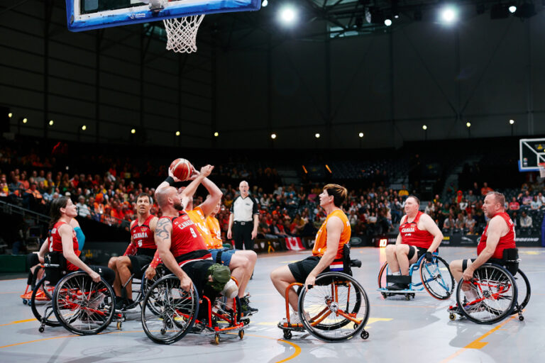 Invictus Games Team Canada playing wheelchair basketball
