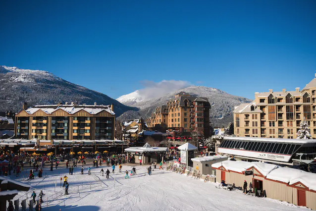 Lodges and hotels at the ski resort