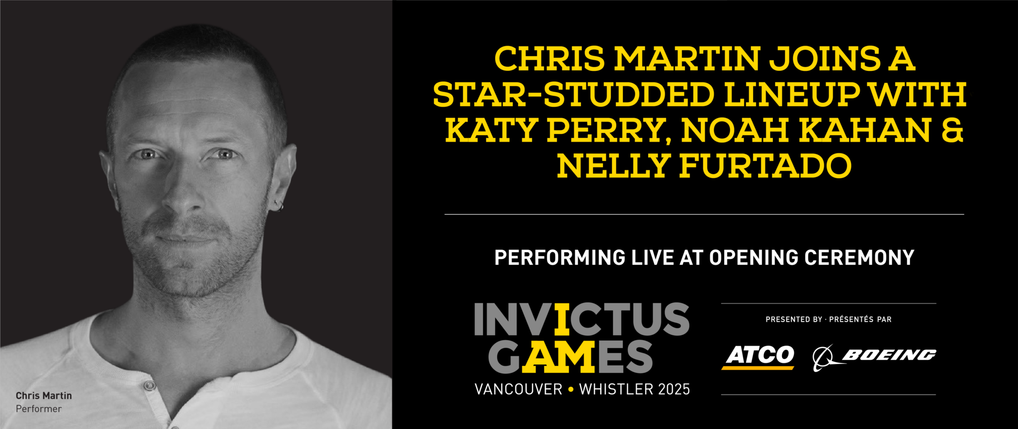 Coldplay’s Chris Martin Set to Perform at the Invictus Games Vancouver